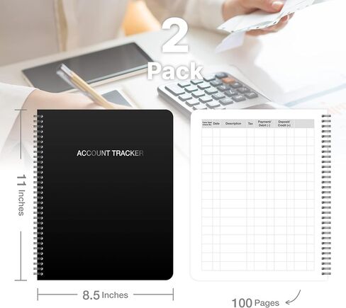 دفتر تعقب الحساب، دفاتر دفتر حسابات النفقات المكونة من قطعتين، مجلة الدخل والمصروفات للشركات الصغيرة، مسك الدفاتر، 100 صفحة، 8.5 × 11 بوصة in Kuwait