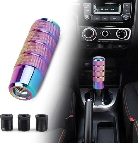 Shift Knob, 3.78" Aluminum Weighted Car Gear Shift Manual knobs with 3 Threaded Adapters M8 M10 M12 Fit Universal Manual Transmission Vehicle (Black) in Saudi Arabia