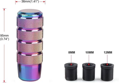Shift Knob, 3.78" Aluminum Weighted Car Gear Shift Manual knobs with 3 Threaded Adapters M8 M10 M12 Fit Universal Manual Transmission Vehicle (Black) in Saudi Arabia