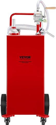 VEVOR 30 Gallon Fuel Caddy, Gas Storage Tank & 4 Wheels, with Manual Transfer Pump, Gasoline Diesel Fuel Container for Cars, Lawn Mowers, ATVs, Boats, More, Red in Saudi Arabia