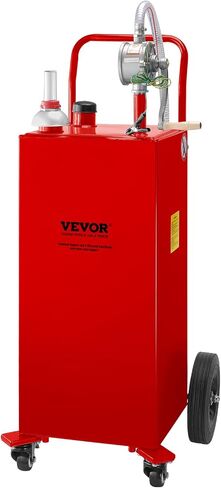 VEVOR 30 Gallon Fuel Caddy, Gas Storage Tank & 4 Wheels, with Manual Transfer Pump, Gasoline Diesel Fuel Container for Cars, Lawn Mowers, ATVs, Boats, More, Red in Saudi Arabia