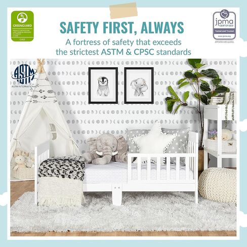 Finn Toddler Bed in Vintage White Oak, Greenguard Gold and JPMA Certified, Non-Toxic Finish, Made of Sustainable New Zealand Pinewood, Wooden Nursery Furniture in Saudi Arabia