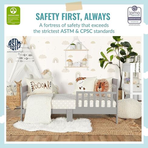 Finn Toddler Bed in Vintage White Oak, Greenguard Gold and JPMA Certified, Non-Toxic Finish, Made of Sustainable New Zealand Pinewood, Wooden Nursery Furniture in Saudi Arabia