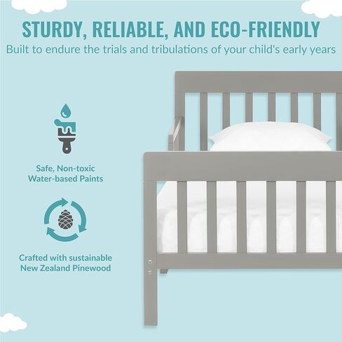 Finn Toddler Bed in Vintage White Oak, Greenguard Gold and JPMA Certified, Non-Toxic Finish, Made of Sustainable New Zealand Pinewood, Wooden Nursery Furniture in Saudi Arabia