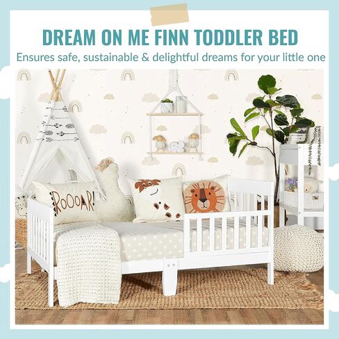 Finn Toddler Bed in Vintage White Oak, Greenguard Gold and JPMA Certified, Non-Toxic Finish, Made of Sustainable New Zealand Pinewood, Wooden Nursery Furniture in Saudi Arabia