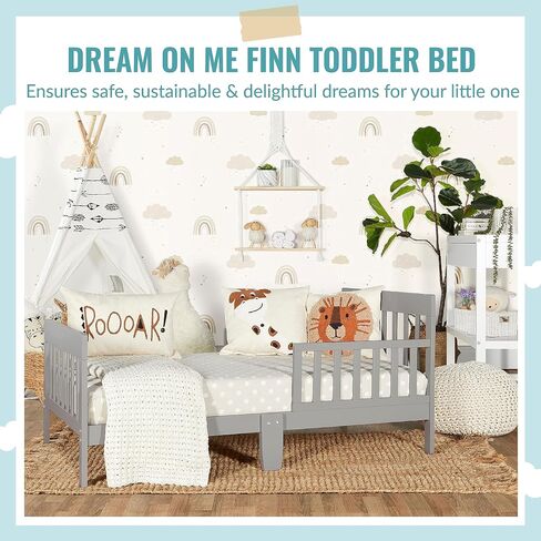 Finn Toddler Bed in Vintage White Oak, Greenguard Gold and JPMA Certified, Non-Toxic Finish, Made of Sustainable New Zealand Pinewood, Wooden Nursery Furniture in Saudi Arabia
