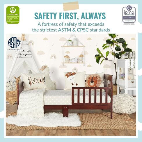 Finn Toddler Bed in Vintage White Oak, Greenguard Gold and JPMA Certified, Non-Toxic Finish, Made of Sustainable New Zealand Pinewood, Wooden Nursery Furniture in Saudi Arabia
