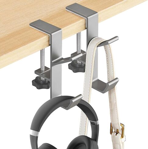 2pcs Purse Hanger for Table, Black Under Desk Headphone Hanger, Cable Clip Organizer for PC Gaming Backpack Bag in Saudi Arabia