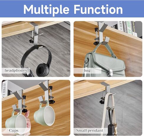 2pcs Purse Hanger for Table, Black Under Desk Headphone Hanger, Cable Clip Organizer for PC Gaming Backpack Bag in Saudi Arabia