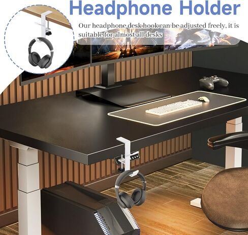 2pcs Purse Hanger for Table, Black Under Desk Headphone Hanger, Cable Clip Organizer for PC Gaming Backpack Bag in Saudi Arabia