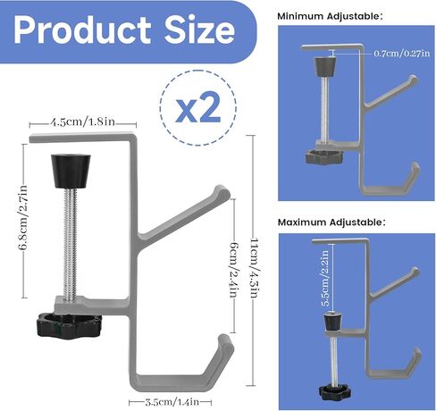 2pcs Purse Hanger for Table, Black Under Desk Headphone Hanger, Cable Clip Organizer for PC Gaming Backpack Bag in Saudi Arabia