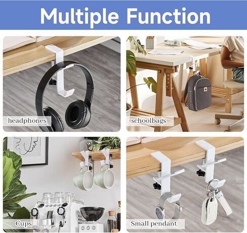 2pcs Purse Hanger for Table, Black Under Desk Headphone Hanger, Cable Clip Organizer for PC Gaming Backpack Bag in Saudi Arabia