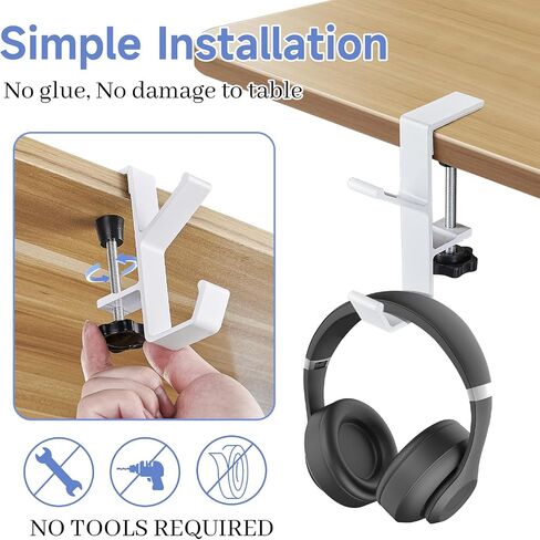 2pcs Purse Hanger for Table, Black Under Desk Headphone Hanger, Cable Clip Organizer for PC Gaming Backpack Bag in Saudi Arabia