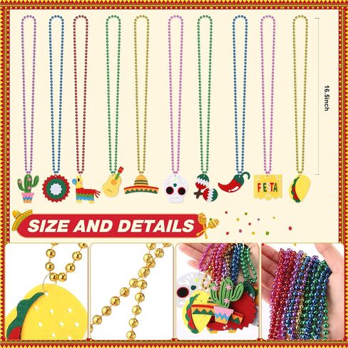120 Pcs Cinco De Mayo Fiesta Beads Necklaces and Mexican Rubber Bracelets Set for Mexican Fiesta for Party Decorations Mexican Supplies Set in Saudi Arabia