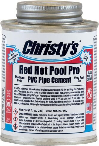 Christy's Red Hot Pool Pro PVC Cement - Medium Body, Very Fast Set, Low-VOC, 1/2 Pint (8 fl oz) in Saudi Arabia
