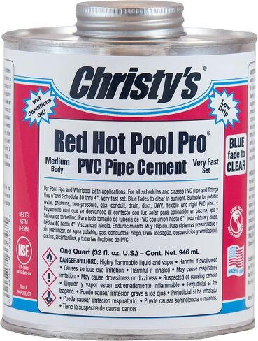 Christy's Red Hot Pool Pro PVC Cement - Medium Body, Very Fast Set, Low-VOC, 1/2 Pint (8 fl oz) in Saudi Arabia