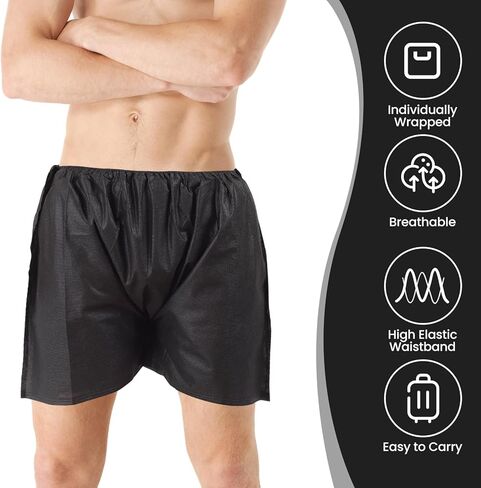 Joengkors 80 قطعة شورت بوكسر سبا للرجال للاستعمال مرة واحدة، ملابس داخلية سوداء غير منسوجة للرجال للاستعمال مرة واحدة، معبأة بشكل فردي للاستخدام مرة واحدة، سراويل ملاكمة ساونا للسفر والتدليك in Kuwait