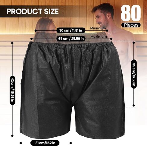 Joengkors 80 قطعة شورت بوكسر سبا للرجال للاستعمال مرة واحدة، ملابس داخلية سوداء غير منسوجة للرجال للاستعمال مرة واحدة، معبأة بشكل فردي للاستخدام مرة واحدة، سراويل ملاكمة ساونا للسفر والتدليك in Kuwait