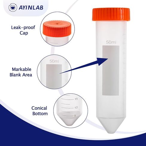 Microcentrifuge Tubes 1.5ml, AyinLab Polypropylene Plastic Tubes 500pcs, Lab Centrifuge Test Tubes with Leak-Proof Snap Caps and Clear Graduated Scale, Non-pyrogenic and DNase/RNase Free in Kuwait