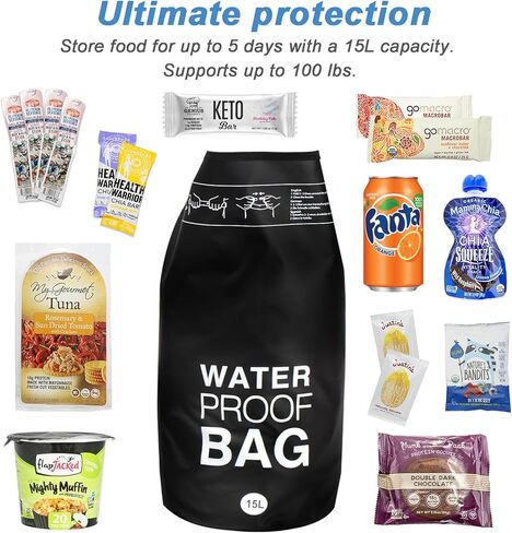 نظام تعليق حقيبة طعام الدب، حقيبة مقاومة للدب لحمل الطعام تتضمن حقيبة دب مقاومة للماء سعة 15 لتر، وحبال نايلون، وخطافات دائرية على شكل حرف D، وجورب روك، وتعليمات in Kuwait