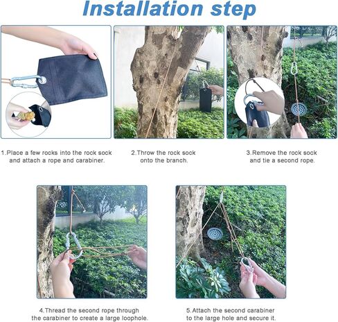 نظام تعليق حقيبة طعام الدب، حقيبة مقاومة للدب لحمل الطعام تتضمن حقيبة دب مقاومة للماء سعة 15 لتر، وحبال نايلون، وخطافات دائرية على شكل حرف D، وجورب روك، وتعليمات in Kuwait