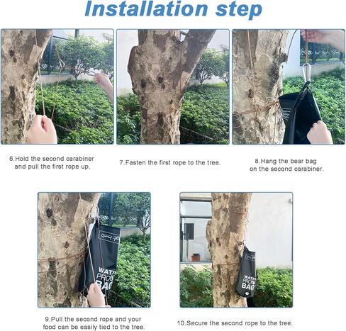 نظام تعليق حقيبة طعام الدب، حقيبة مقاومة للدب لحمل الطعام تتضمن حقيبة دب مقاومة للماء سعة 15 لتر، وحبال نايلون، وخطافات دائرية على شكل حرف D، وجورب روك، وتعليمات in Kuwait