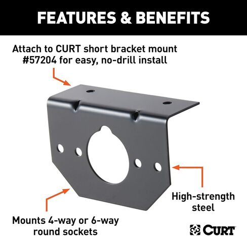CURT 57208 دعامة تثبيت لأسلاك المقطورة الجانبية للمركبة لـ 4 اتجاهات أو 6 اتجاهات، معطف مسحوق أسود لامع in Saudi Arabia