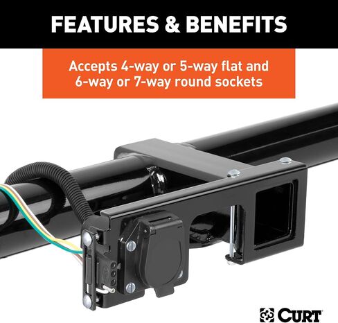 CURT 58000 Easy-Mount Vehicle Trailer Wiring Connector Mounting Bracket for 2-Inch Receiver, 4 or 5-Way Flat, 6 or 7-Way Round, GLOSS BLACK POWDER COAT in Saudi Arabia