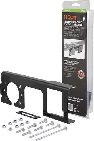 CURT 58000 Easy-Mount Vehicle Trailer Wiring Connector Mounting Bracket for 2-Inch Receiver, 4 or 5-Way Flat, 6 or 7-Way Round, GLOSS BLACK POWDER COAT in Saudi Arabia