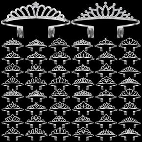 Riceshoot 50 Pcs Tiara Crowns Bulk for Women Crystal Princess Tiara Queen Rhinestone Crown with Comb Silver Bridal Wedding Headband for Women Prom Birthday Party Hair Accessory(Classic Style) in Kuwait