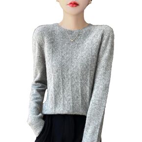 Women’s O-Neck Sweater – 100 Percent Merino Wool Cashmere Pullover, Long Sleeve Winter Basic Knit Top in Saudi Arabia