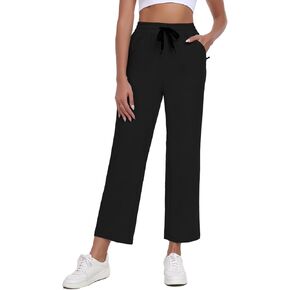Women's Wide Leg Pants Casual Pants Elastic Waist Drawstring Lounge Work Travel Comfy Cropped Trousers Pants in Kuwait