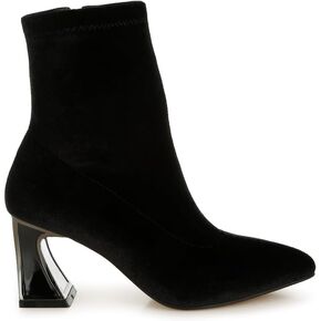 London Rag Arcturus Flared Block Heel Velvet Boots in Kuwait