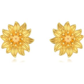Natural Citrine Sunflower Stud Earrings 925 Sterling Silver Gold Plated You Are My Sunshine Sunflower Earring Jewelry Gift for Women in Kuwait