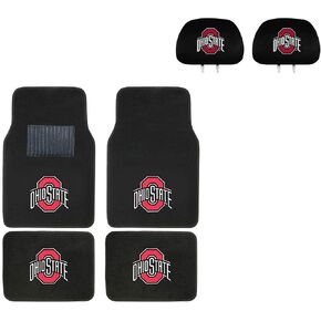 Ohio State University Head Rest Cover and Floor mat. Wow! Logo On Front and Rear Auto Floor Liner. You get 2 headrest covers and 4 Floor Mat in this gift set. Perfect to Ohio State Buckeyes Fan in Saudi Arabia