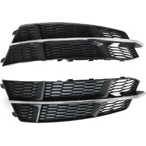 GXARTS Front Bumper Fog Light Grille Cover Black Left&Right Driver&Passenger Side 4G0807682AN Compatible with Audi A6 C7 S-Line 16-2018 4G0807681AN Honeycomb Matte Mesh with Chrome Trim Bezel in Saudi Arabia