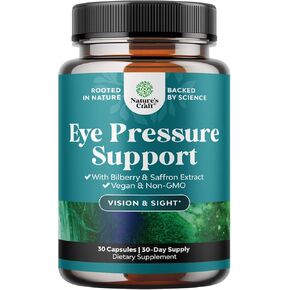 Eye Pressure Support with Bilberry Extract - Vegan Eye Health Supplement for Adults For Ocular Pressure Relief with Saffron Ginkgo Niacin and More Vitamins Vision Support (1 Month Supply) in Saudi Arabia