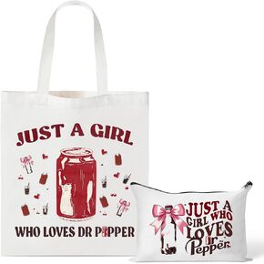 Drinks Lovers Canvas Bags - 2Pcs Soda Drinks Lover Gift Tote Bag Makeup Bag, Bring Me A Pepper And Tell Me I’m Pretty Handbag Cosmetic Pouch, Supply for Birthday Party Vodka Drinkers in Saudi Arabia