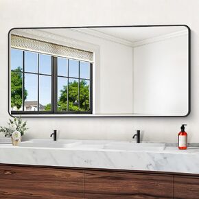 DESBING 24" x 55"Bathroom Mirror, Matte Black Wall Mirror with Metal Frame, Decorative Rectangular Vanity Mirror for Bedroom Bathroom Living Room Entryway (Horizontal/Vertical) in Saudi Arabia