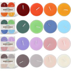 Colored Tealight Candles Scented, Natural Soy & Bee Wax Blend, 16 Colors & 7 Fragrances for Candle Painting & Home Decor，3.5 Hour Burn (16-Pack) by Kissingfish in Saudi Arabia