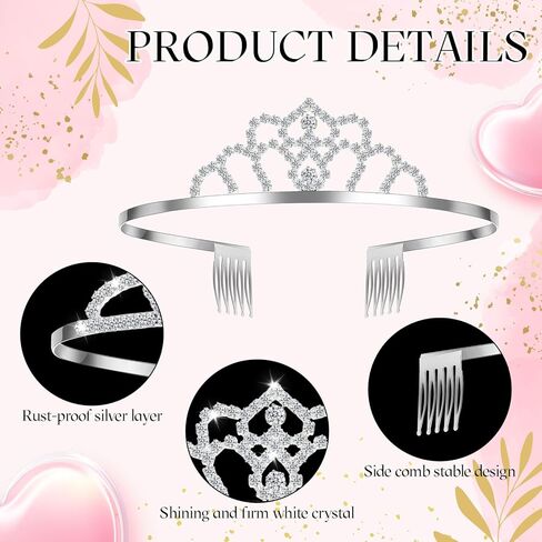 Riceshoot 50 Pcs Tiara Crowns Bulk for Women Crystal Princess Tiara Queen Rhinestone Crown with Comb Silver Bridal Wedding Headband for Women Prom Birthday Party Hair Accessory(Classic Style) in Kuwait