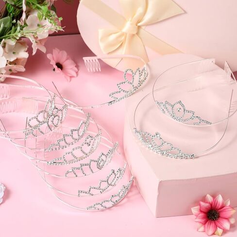 Riceshoot 50 Pcs Tiara Crowns Bulk for Women Crystal Princess Tiara Queen Rhinestone Crown with Comb Silver Bridal Wedding Headband for Women Prom Birthday Party Hair Accessory(Classic Style) in Kuwait
