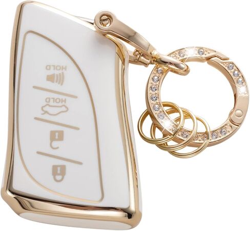Gematay لغطاء مفتاح Lexus Key Fob مع سلسلة مفاتيح، غطاء غطاء مفتاح لسيارة Lexus ES350 ES300h UX200 LS500 LS500H LC500 LC500h جهاز التحكم عن بعد الذكي، أبيض in Kuwait