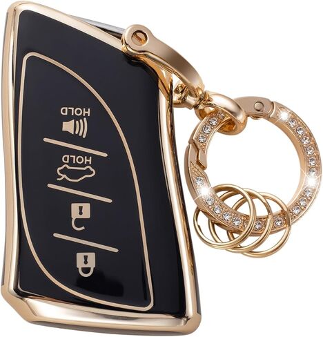 Gematay لغطاء مفتاح Lexus Key Fob مع سلسلة مفاتيح، غطاء غطاء مفتاح لسيارة Lexus ES350 ES300h UX200 LS500 LS500H LC500 LC500h جهاز التحكم عن بعد الذكي، أبيض in Kuwait