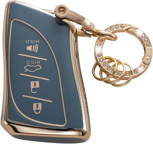 Gematay لغطاء مفتاح Lexus Key Fob مع سلسلة مفاتيح، غطاء غطاء مفتاح لسيارة Lexus ES350 ES300h UX200 LS500 LS500H LC500 LC500h جهاز التحكم عن بعد الذكي، أبيض in Kuwait