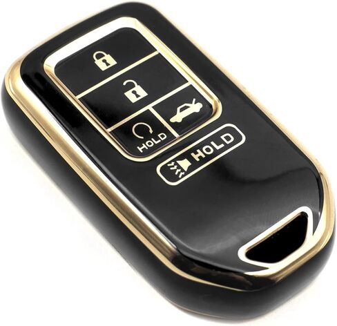 FEYOUN Key Fob Cover Compatible with Honda Accord Civic CR-V Insight Passport Pilot Smart 5 Buttons TPU Remote Keyless Key Fob Case Protection Shell Accessories, Black in Kuwait