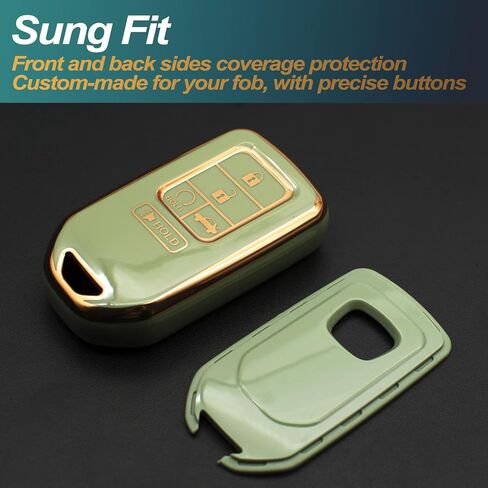 FEYOUN Key Fob Cover Compatible with Honda Accord Civic CR-V Insight Passport Pilot Smart 5 Buttons TPU Remote Keyless Key Fob Case Protection Shell Accessories, Black in Kuwait