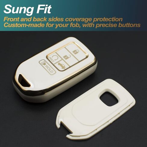 FEYOUN Key Fob Cover Compatible with Honda Accord Civic CR-V Insight Passport Pilot Smart 5 Buttons TPU Remote Keyless Key Fob Case Protection Shell Accessories, Black in Kuwait