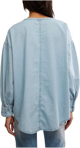 Free People Women's We The Free Denim Dreaming Pullover in Saudi Arabia
