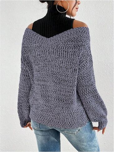 MakeMeChic Women's Fall Fashion 2025 Cold Shoulder Sweaters Long Sleeve Knitted Oversized Turtleneck Sweaters in Saudi Arabia